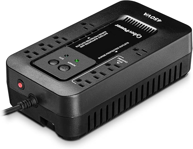 CyberPower EC450G Ecologic Battery Backup & Surge Protector UPS System, 450VA/260W, 8 Outlets, ECO Mode, Compact Uninterruptible Power Supply