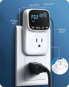WILAWELS Digital Temperature Controller Outlet, 15A/1800W Heavy Duty Thermostat Plug, VA LCD Display, Heating/Cooling Control, -40°F~210°F, 4 Timer Modes, for Greenhouse Incubator Homebrew W01TC06