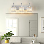 BBLLWJ Modern Bathroom Vanity Light 3-Light Chrome Crystal Light Fixtures Over Mirror for Bathroom Wall Sconce
