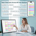 Canupdog 21.5 Inch Digital Calendar, WiFi Smart Electronic Calendar & Chore Chart, 1920x1080P IPS Touch Screen HD Display for Family Schedules, Streamline Household Organization, Christmas Gifts for Women Mom