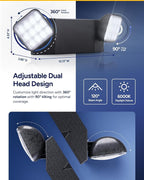 Sunco Emergency Light LED Fixture with Lights Battery Backup [Luces De Emergencia], Fire Resistant (UL 94V-0), 120-277V, Wall Mount, Hard Wired, Black UL