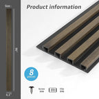 Art3d 8-Pack WPC Wood Slat Wall Panel for Interior Décor, 3D Wood Fluted Acoustic Paneling for Living Room Bedroom Home & Office Accent Wall Decor - 96 x 6 Inch Ebony