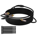 Kxable RCA Y-Adapter Splitter Cable 100 Feet, 1 RCA Male to 2 RCA Male Stereo Audio Subwoofer Cable, Bi-Directional, for Home Theater, Hi-Fi System, Amplifier, Speaker, 24K Gold Plated, OD:5.0MM
