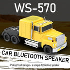 WSTER American Truck Bluetooth Speaker with HD Sound, TWS Pairing, LED Party Light, Operation Panel, Built-in Mic, Portable Car Model Speaker for Parties, Beach, Outdoor Activities (Yellow)