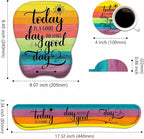 Mouse Pad Wrist Support and Keyboard Wrist Rest Set with Coasters, Today is a Good Day to Have a Good Day Inspirational Quote with Non-Slip PU Base Ergonomic Mousepad for Computer Laptop Home Office