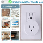 Remote Control Outlet,Greencycle Remote Light Switch and 2 Plugs,Wireless Light Switch,500ft Range,No Wiring Needed,15A/1500W for Household Appliances,FCC Certified,White