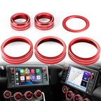 Auovo AC Knob Rings Trims Compatible with Subaru BRZ 2022-2026 for Toyota GR86 2022-2025 2026 Interior Accessories Air Conditioning Radio Switch Cover Audio Volume Button Ring (Knob Trims-6PCS, Red)