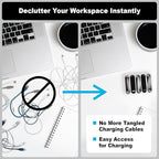 Cable Management Organizer Cord Management, Multiple Slots for Home, Office, Desk, Workshop, Durable Plastic Connectable Cable Organizer, Tangle-Free, Expandable Storage, White
