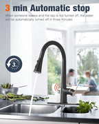 AIMADI Touchless Kitchen Faucet, Matte Black,Single Handle Pull-Down Sprayer,Deck Plate Included | Hands-Free Smart Motion Sensor Kitchen Sink Faucet, 3 Spray Modes, Fits 1 or 3 Hole Sinks