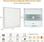 Mcacggo 2x2 LED Flat Panel Light Surface Mount, 40W-30W-20W & 3000K-4000K-5000K Selectable, 0-10V Dimmable, 24 Inch Square Flush Mount Ceiling Fixture for Kitchen, Shop, 100-277V, ETL, 2 Pack