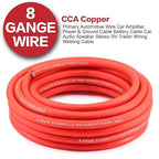8 Gauge Wire (25ft Each - Red/Black) Copper Clad Aluminum CCA - Primary Automotive Wire,Car Amplifier Power & Ground Cable, 20PCS Lugs Terminal Connectors,20PCS 2:1 Heat Shrink Tubing