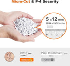 Bonsaii 12-Sheet Micro-Cut Paper Shredders for Home Office, Heavy Duty Document Shredder with 5.5 Gallon Pullout Bin for CD/Credit Card/Staple, 30 Mins Continuous Run Time, P-4 High Security, C282-B