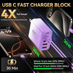 USB C Fast Charger Block, iPhone Charger Fast Charging Blocks 65W Multi Port Charger 6-Ports PD & QC Charging Cube Brick Power Adapter Type C Wall Chargers for iPhone 17/16/15/14/13/12 Pro Max, iPad