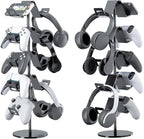 Qpfctwil Controller Stand,5 Tier Controller Headphone Holder for Universal Headsets and Controllers,Black