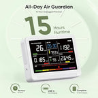 bonoch Upgrade 16 in 1 Air Quality Monitor Indoor 15h Battery & 5.5" Display 9 AQI+7 AQI Alerts, CO2 Monitor Air Quality Tester for CO2, TVOC, PM2.5 PM1.0 PM10, HCHO Temperature Humidity AQI & Time