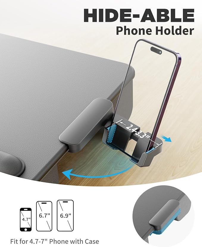 SAIJI Lap Desk with Cushion, Computer Laptop Stand, Lap Laptop Table, Built-in Drawer Storage, Phone Holder, Wrist Pad
