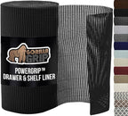 GORILLA GRIP powerGRIP Drawer Shelf and Cabinet Liner, Thick Strong Hold, Non-Adhesive Liners Protect Kitchen Cabinets and Cupboard, Bathroom Drawers, Easy Install, Breathable Mat, 12" x10', Black