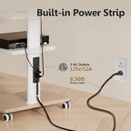 FITUEYES Rolling TV Stand with Power Outlets, Swivel Portable TV Stand for 32-70Inch LCD LED OLED Flat/Curved Panel Screen TVs, Height Adjustable&Wood Base, Mobile TV Cart with 2 Shelves