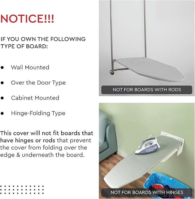 Encasa XO Ironing Board Cover and Pad 54"x15" - 4mm Felt Large Iron Board Cover with Padding - Heat Resistant, Stain-Safe Dye, Non Slip Elastic Bungee Cord Tightening Iron Table Cover Light Beige