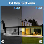 Hiseeu Security Cameras Wireless Outdoor, 4pcs Solar Powered 3K 4MP Surveillance WiFi Cameras for Home Security Outside, PIR/AI Motion Detection, Waterproof, Color Night Vision, 2-Way Audio, Black