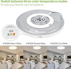hykolity 18 Inch LED Round Flat Panel Light, White, 32W, 3200lm, 3000K/4000K/5000K CCT Selectable, 120°Beam Angle, Dimmable Edge-Lit Flush Mount Ceiling Light Fixture - ETL Listed