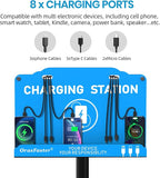 Orasfaster Floor Standing Cell Phone Charging Station Multi-Device Station with 8 Charger Ports Compatible with Smartphones Tablets Application for Schools, Office, Shopping Malls
