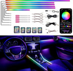 Acrylic Interior Car LED Strip Lights, Colorful 10-in-1 Car Ambient Lighting Kit, with Wireless APP Control, 622 LED Fiber Optic Strip Lights for Cars, Supports Neon Sync with Music DIY Mode