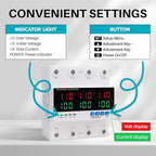 KNMIPJD Over Under Voltage Protection Device, 110V 100A Adjustable Circuit Breaker with LED Display for Real-Time Monitoring of Voltage, Current, Power, Home Commercial Electrical Safety（4P 100A）