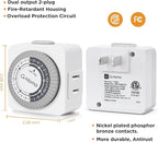 G-Homa Timers for Electrical Outlets 4 Packs,24 Hour Indoor Plug-in Mechanical Timer,30 Minute Intervals, Daily On/Off Cycle,1 Polarized Outlet, for Grow Light,Christmas Lights, Lamps ETL Listed