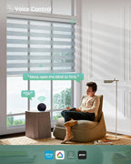 Yoolax Motorized Blinds with Remote, Electric Zebra Blinds for Indoor Windows, Room Darkening Smart Shades with Voice Control, Compatible with Alexa Google Home, APP Control, 44" W x 72" H, Grey