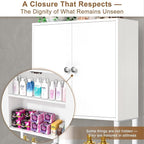 Over The Toilet Storage Cabinet - Bathroom Organizers Shelf with Barn Doors, Freestanding Space-Saver Above Toilet Storage Cabinet , Water-Resistant Rack for Bathroom，Anti-Tip Toilet Shelves (White)