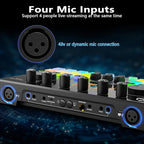 Podcast Equipment Bundle for 2, Audio Interface with Condenser Microphone, Voice Change, DJ Mixer for Streaming, Podcast Recording COMMANDER M100 3rd