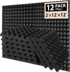 12 Pack Soundproof Wall Panels, Saiqiang Acoustic Foam 2" x 12"x 12" Sound Panels Acoustic Panels Sound Absorbing Black Sound Proof Panels for Walls Pyramid Soundproofing Studio Foam