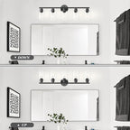 Guliaofo 5-Light Black Bathroom Vanity Lights, E26 Modern Bathroom Light Fixtures with Clear Glass Shade, Mirror Kitchen Hallway Cabinet Living Room Sconces Wall Lights