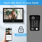 Wired Video Apartment Intercom System,Door Phone Kit,10 Inch Touch Monitor with 1080P HD Doorbell Camera,Supporting Motion Detecting 5 in 1 RFID Card Unlcking for Home Villa (2 Doorbell + 1 Monitor)