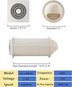 MEOZRI Through-the-Wall Ventilation Fan Exhaust Fan White Cover 6-inch Diameter Vent with 11.8 inch Length 280 CFM