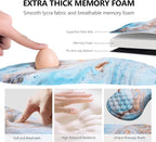 Mouse Pad Wrist Support, Laokiiy 2 in 1 Keyboard Wrist Rest+ Ergonomic Mouse Pad, Non-Slip Wrist Rest for Computer Keyboard, Made Easy Typing & Relieve Wrist Pain(White Gold Beach Marble)
