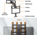 Pull Down TV Mount for Fireplace, Height Adjustable for Most 43-80 Inch TVs, Max VESA 600x400mm up to 80lbs, Full Motion Articulating Above Mantle Installation