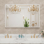 LOAAO 40x30 Inch White Metal Framed Bathroom Mirror for Wall, White Bathroom Vanity Mirror Farmhouse, Large Rounded Rectangle Mirror, Anti-Rust, Tempered Glass, Hangs Horizontally or Vertically