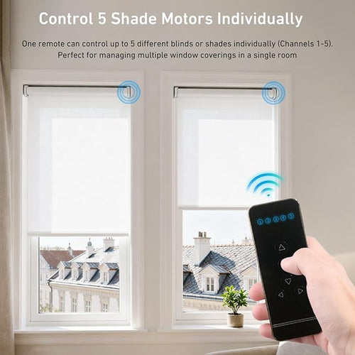 5-Channel Blind Remote Controller, Black - Replacement for Motorized Roller Shades, Window Blinds & Shades -Compatible with Rollerhouses ERB22/ERB25/EY1612/EY2512 Motors
