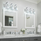 FDPBY Crystal Vanity Lights 3-Light Chrome Bathroom Vanity Lights Modern Crystal Bathroom Light Fixtures Over Mirror 23.62" Long Vanity Light for Bathroom