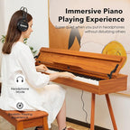 KUMENG Digital Piano 88 Key Weighted Keyboard,Full-Size Desk Progressive Hammer-Action Electric Piano For Beginners, With Sheet Music Stand, Pedal,Power Adapter, Headphone Mode, Usb-Midi