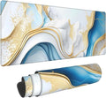 Swirl of Blue Gold Marble Extended Big Mouse Pad Large,XL Gaming Mouse Pad Desk Pad,31.5x11.8inch Long Computer Keyboard Mouse Mat Mousepad with 3mm Non-Slip Base for Home Office Work