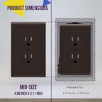 ENERLITES Duplex Receptacle Outlet Wall Plate, Gloss Finish, Midway Size 1-Gang 4.88" x 3.11", Unbreakable Polycarbonate Thermoplastic, UL Listed, 8821M-BR-10PCS, Brown (10 Pack)