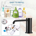 Automatic Soap Dispenser Touchless for Kitchen Bathroom Sink Built in Electric Soap Dispenser Infrared Sensors Liquid Commercial Dispenser with Bottle and Pump 33.81oz/1000ml (Black)