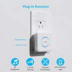 Wireless Motion Sensor Alarm Indoor: Motion Detector Alarm for Business Store Home Security with 35 Ringer/Led Light Remind- Motion Sensor Door Chime with Buzzer