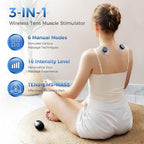 KingPavonini Wireless TENS Unit, Muscle Stimulator for Pain Relief, Portable Rechargeable TENS EMS Machine, LED Screen, Remote, Dual Channel 6 Modes 16 Intensity Massager, Charging Case (Black)