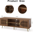 Dorivibe 54.33" Walnut TV Stand for TVs up to 60 Inch, Mid Century Modern Entertainment Center Console Table with Storage Cabinet, Wood Media Furniture for Living Room, Bedroom