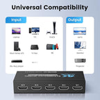 [Upgrade] NEWCARE 4K@60Hz HDMI Switch 5 in 1 Out with Type-C Charging Cable, HDMI Switcher with IR Remote,5 Port HDMI Selector Box Support HDMI 2.0, Compatible with TV PS5/4 Xbox Laptops PC Projector