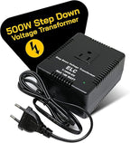 ELC 500-Watt Voltage Converter - Step Down - 220v to 110v / 240v to 120v Travel Power Converter - for Hair Straightener, Hair Dryer, Laptops and Chargers, CE Certified [3-Years Warranty]
